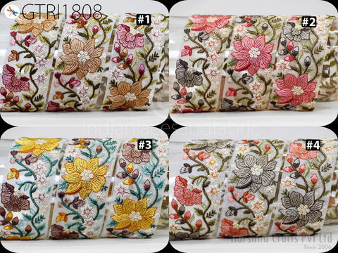 9 Yard Indian 5 CM Trim Dress Sari Border DIY Crafting Ribbon Sewing Fabric Embroidered Decorative Costumes Cushion Curtain Trimming