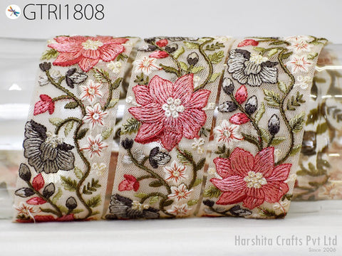 9 Yard Indian 5 CM Trim Dress Sari Border DIY Crafting Ribbon Sewing Fabric Embroidered Decorative Costumes Cushion Curtain Trimming