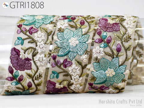 9 Yard Indian 5 CM Trim Dress Sari Border DIY Crafting Ribbon Sewing Fabric Embroidered Decorative Costumes Cushion Curtain Trimming