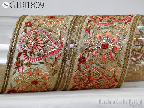 9 Yard Indian Embroidered 75mm Trim Embroidery Saree Ribbon Sewing Embellishment Costumes Accessories DIY Crafting Border Wedding Trimmings