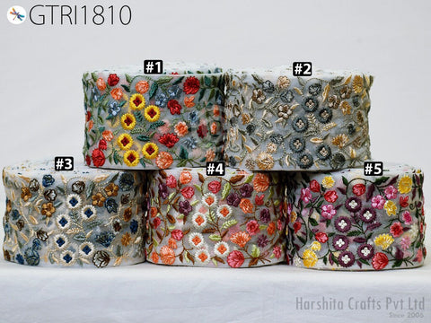 3 Yard Embroidered 8CM Trim Indian Lehenga Sari Border DIY Crafting Fabric Saree Sewing Decorative Beach Bags Trimmings Ribbons Home Decor