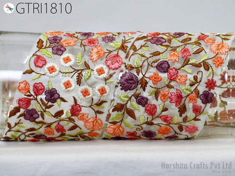 3 Yard Embroidered 8CM Trim Indian Lehenga Sari Border DIY Crafting Fabric Saree Sewing Decorative Beach Bags Trimmings Ribbons Home Decor