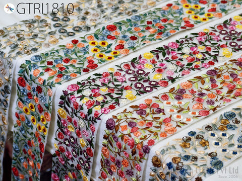 3 Yard Embroidered 8CM Trim Indian Lehenga Sari Border DIY Crafting Fabric Saree Sewing Decorative Beach Bags Trimmings Ribbons Home Decor