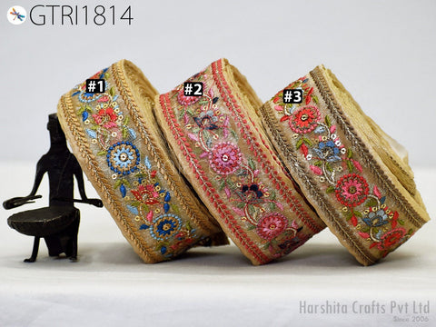 9 Yard Embroidery Fabric 4 CM Trim Embellishment Embroidered Sari Ribbons Sewing DIY Crafting Border Indian Trimmings Cushions Laces