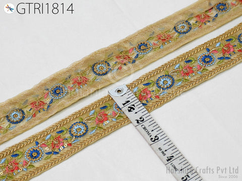 9 Yard Embroidery Fabric 4 CM Trim Embellishment Embroidered Sari Ribbons Sewing DIY Crafting Border Indian Trimmings Cushions Laces