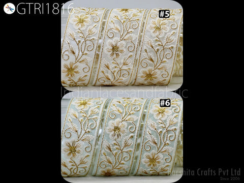 9 Yard Embroidery Fabric 4cm Trim Embellishment Embroidered Sari Ribbons Sewing DIY Crafting Border Indian Trimming Cushion Laces Home Decor