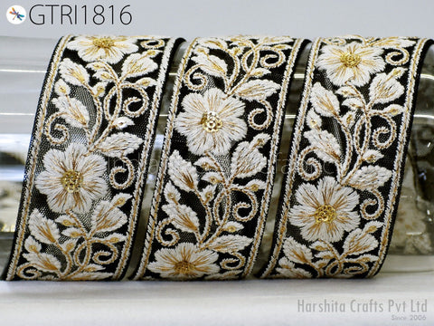 9 Yard Embroidery Fabric 4cm Trim Embellishment Embroidered Sari Ribbons Sewing DIY Crafting Border Indian Trimming Cushion Laces Home Decor