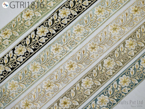 9 Yard Embroidery Fabric 4cm Trim Embellishment Embroidered Sari Ribbons Sewing DIY Crafting Border Indian Trimming Cushion Laces Home Decor