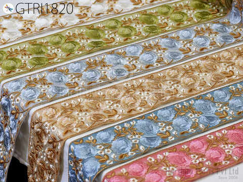 9 Yard Embroidered 9cm Trim Indian Lehenga Sari Border DIY Crafting Fabric Saree Sewing Decorative Beach Bags Trimmings Ribbons Home Decor