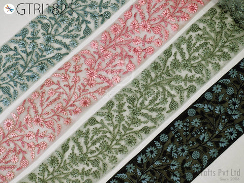 3 Yard Embroidered Trim 9cm Indian Lehenga Sari Border DIY Crafting Fabric Saree Sewing Decorative Beach Bags Trimmings Ribbons Home Decor