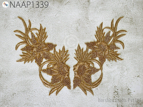Bridal Appliques,Sequins Appliques, Blouse Back Patches, Zardozi work Neckline Applique, Bridal Clutches, Gold Sequins applique, Handcrafted Neckline, Wholesale Appliques