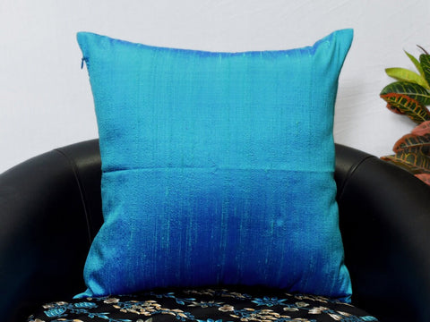 Iridescent Blue Dupioni Pure Silk Cushion Cover Square Throw Pillow Decorative Home Decor Silk Pillowcase House Warming Bridal Shower Gift
