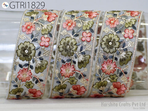 9 Yard Embroidery Fabric 45mm Trim Cushion Covers Embellishment Embroidered Saree Sewing Crafting Border Indian Wedding Dress Gown Tape