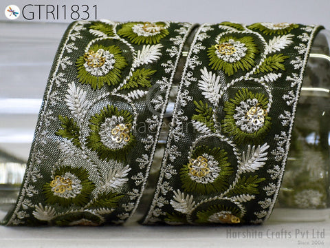 9 Yard Indian 5 CM Embroidered Fabric Trim Embellishment Saree Ribbon Sewing Crafting Embroidery Border Wedding Dress Trimming Cushion Cover