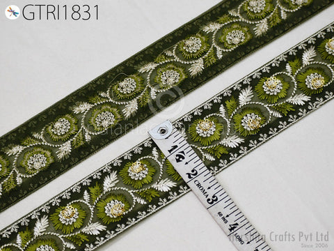 9 Yard Indian 5 CM Embroidered Fabric Trim Embellishment Saree Ribbon Sewing Crafting Embroidery Border Wedding Dress Trimming Cushion Cover