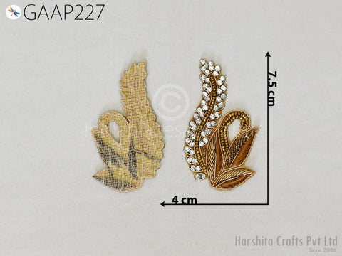 Handmade Zari Appliques Decorative Beaded Patch Designer Appliques Floral Applique Sequence Patches