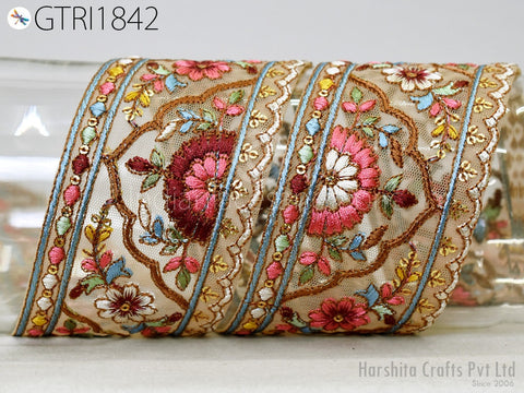 9 Yard Indian Embroidery 6 MM Trim Embroidered Wedding lehenga Border Saree Cushions Cover Sewing Crafting Curtains Headbands Ribbon