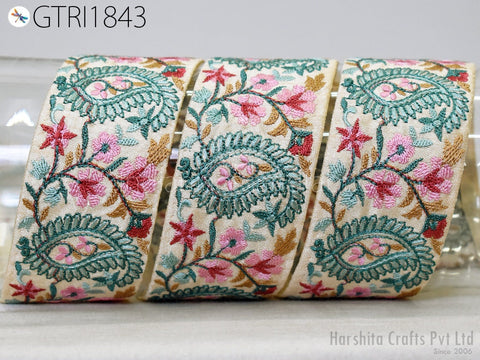9 Yard Indian 5CM Decorative Embroidery Fabric Trim Dress Embellish Crafting Sewing Indian Sari Border Paisley Embroidered Clutches Ribbon