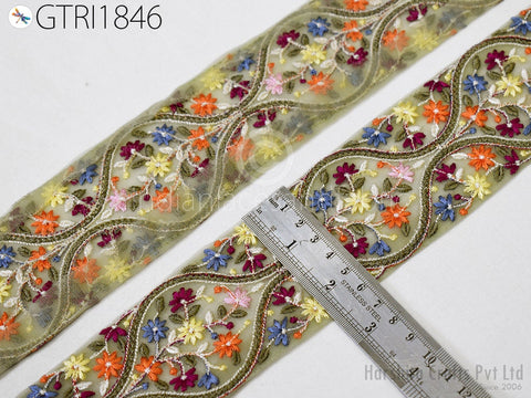 9 Yard Embroidery Fabric 6CM Trim Dresses Sewing Indian Embellishments DIY Crafting Wear Saree Sari Border Embroidered Ribbon Dress Costume