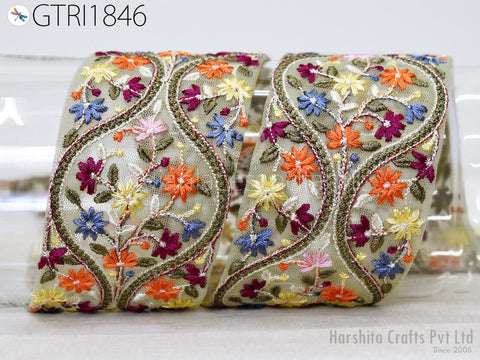 9 Yard Embroidery Fabric 6CM Trim Dresses Sewing Indian Embellishments DIY Crafting Wear Saree Sari Border Embroidered Ribbon Dress Costume