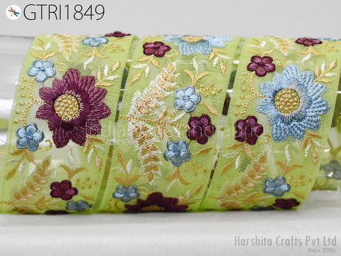 9 Yard Indian 5cm Embroidered Fabric Trim Embellishment Saree Ribbon Sewing Crafting Embroidery Border Wedding Dress Trimmings Cushion Cover