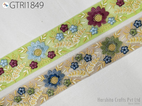 9 Yard Indian 5cm Embroidered Fabric Trim Embellishment Saree Ribbon Sewing Crafting Embroidery Border Wedding Dress Trimmings Cushion Cover