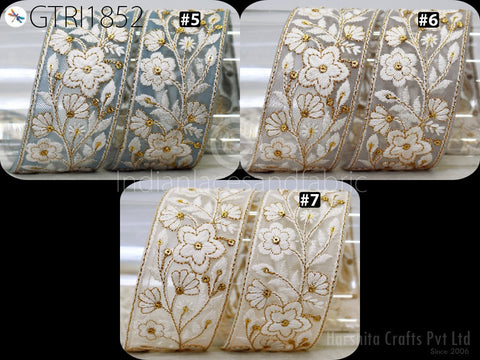 9 Yard Indian Sari Embellishments Embroidery 5 Cm Trim Embroidered Saree Ribbon Cushions Sewing Crafting Trimmings Curtains Headbands Border