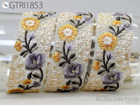 9 Yard Indian 4 CM Trim Decor Sari Border DIY Crafting Ribbon Sewing Embroidered Decorative Costumes Cushion Curtain Home Decor Trimming