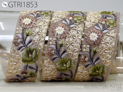 9 Yard Indian 4 CM Trim Decor Sari Border DIY Crafting Ribbon Sewing Embroidered Decorative Costumes Cushion Curtain Home Decor Trimming