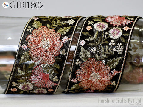 9 Yard Indian 6cm Embroidered Sari Embellishments Embroidery Trim Saree Ribbon Cushions Home Décor Sewing Crafting Trimmings Curtain Border