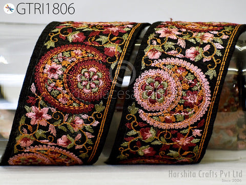 9 Yard Indian Embroidery 5cm Sari Trim Embroidered Wedding lehenga Border Saree Cushions Cover Sewing Crafting Curtains Headbands Ribbon