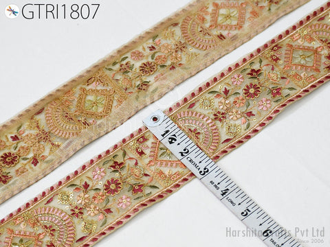9 Yard Embroidered 75MM Fabric Trim Decorative Indian Embroidery Embellishments Tapes DIY Crafting Sewing Saree Ribbons Sari Border Clutches