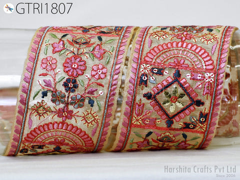 9 Yard Embroidered 75MM Fabric Trim Decorative Indian Embroidery Embellishments Tapes DIY Crafting Sewing Saree Ribbons Sari Border Clutches
