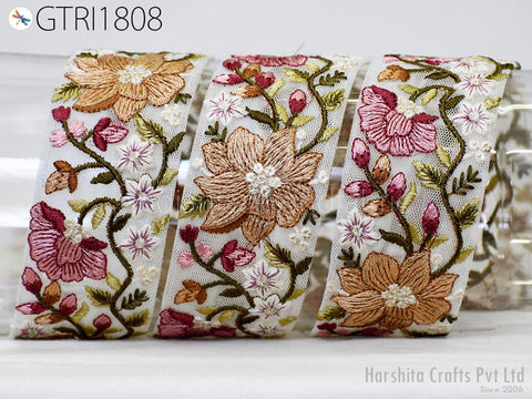 9 Yard Indian 5 CM Trim Dress Sari Border DIY Crafting Ribbon Sewing Fabric Embroidered Decorative Costumes Cushion Curtain Trimming