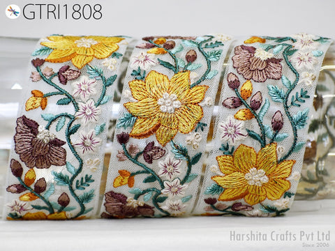 9 Yard Indian 5 CM Trim Dress Sari Border DIY Crafting Ribbon Sewing Fabric Embroidered Decorative Costumes Cushion Curtain Trimming