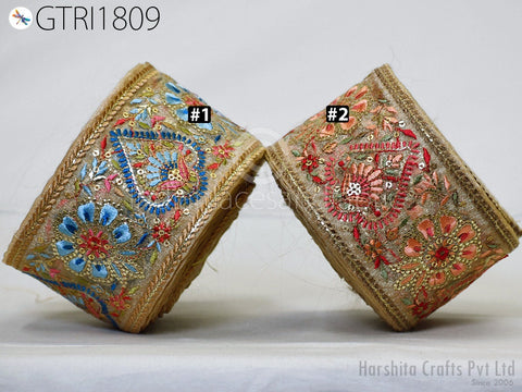 9 Yard Indian Embroidered 75mm Trim Embroidery Saree Ribbon Sewing Embellishment Costumes Accessories DIY Crafting Border Wedding Trimmings