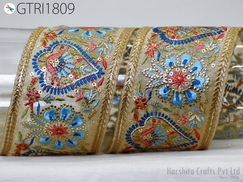9 Yard Indian Embroidered 75mm Trim Embroidery Saree Ribbon Sewing Embellishment Costumes Accessories DIY Crafting Border Wedding Trimmings