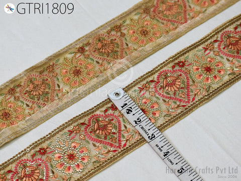 9 Yard Indian Embroidered 75mm Trim Embroidery Saree Ribbon Sewing Embellishment Costumes Accessories DIY Crafting Border Wedding Trimmings