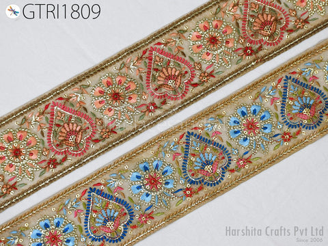 9 Yard Indian Embroidered 75mm Trim Embroidery Saree Ribbon Sewing Embellishment Costumes Accessories DIY Crafting Border Wedding Trimmings