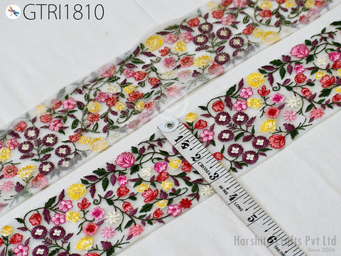3 Yard Embroidered 8CM Trim Indian Lehenga Sari Border DIY Crafting Fabric Saree Sewing Decorative Beach Bags Trimmings Ribbons Home Decor