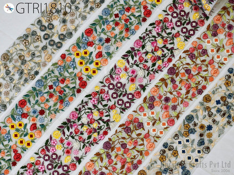 3 Yard Embroidered 8CM Trim Indian Lehenga Sari Border DIY Crafting Fabric Saree Sewing Decorative Beach Bags Trimmings Ribbons Home Decor
