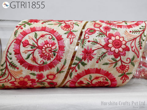 9 Yard Embroidered Fabric 8cm Trim Indian Embroidery Sari Border Crafting Saree Sewing Decorative Beach Bag Cushions Trimmings Ribbons Tape