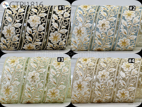 9 Yard Embroidery Fabric 4cm Trim Embellishment Embroidered Sari Ribbons Sewing DIY Crafting Border Indian Trimming Cushion Laces Home Decor