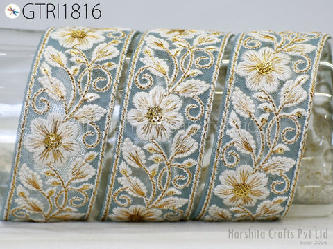 9 Yard Embroidery Fabric 4cm Trim Embellishment Embroidered Sari Ribbons Sewing DIY Crafting Border Indian Trimming Cushion Laces Home Decor