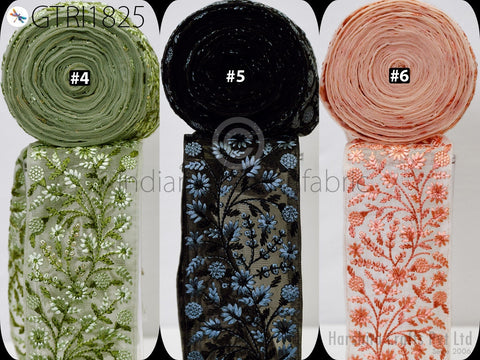 3 Yard Embroidered Trim 9cm Indian Lehenga Sari Border DIY Crafting Fabric Saree Sewing Decorative Beach Bags Trimmings Ribbons Home Decor