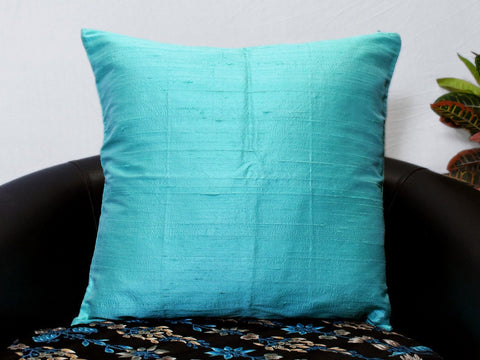 Tiffany Blue Dupioni Throw Pillow Pillowcases Pure Silk Square Cushion Cover Handmade Decorative Home Decor House Warming Bridal Shower Gift