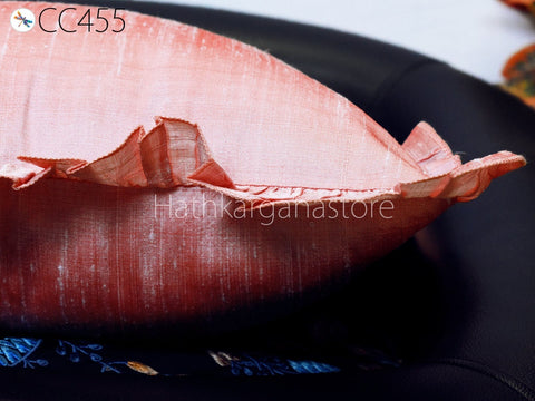 Iridescent Pure Dupioni Frill Throw Pillow Pure Silk Square Pillowcase Euro Sham 26x26 Cushion Cover Home Decor House Warming Bridal Shower