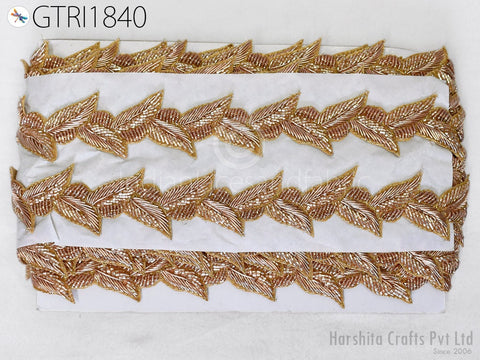 Zardosi Gold Trim, Beaded sari ribbon, trim for dupatta, Decorative dresses trim, dress lace, Wedding sari ribbon, sewing crafting lace