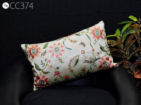 Ivory Embroidered Throw Pillow Euro Sham 26x26 Rectangle Decorative Home Decor Pillowcases Cushion Cover House Warming Bridal Shower Gift