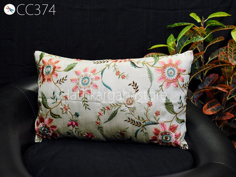 Ivory Embroidered Throw Pillow | Euro Sham | 26x26 Cushion Cover | Rectangle Pillowcase | Decorative Pillowcases | Home Decor Cushion Cover | House Warming Bridal Shower Gift